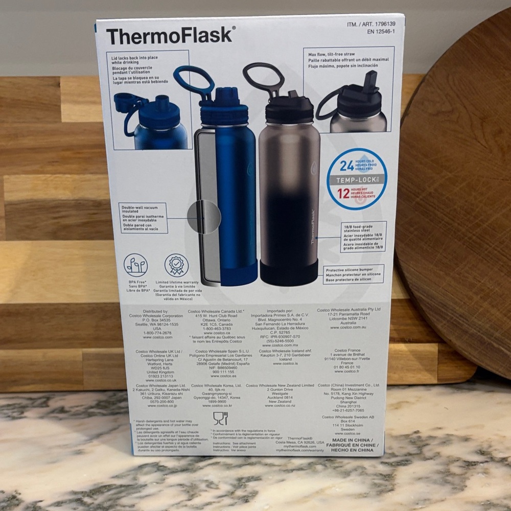 ThermoFlask Stainless Steel Water Bottle Set - Blue and Black - Picture 7 of 14